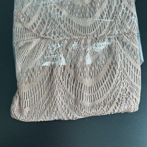 NWOT S.L. Fashions Women's Metallic Crochet Dress with Fringe Hemline. Size 8 - Picture 10 of 11